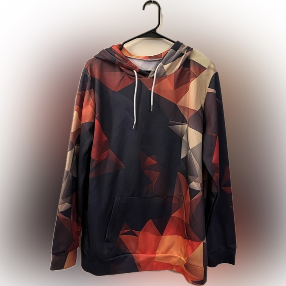 Unisex Geometric Patterned Hoodie - Multicolor - Picture 1 of 3